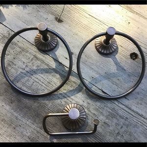 Anthropologie fluted bronze bathroom hardware- hand towel rings